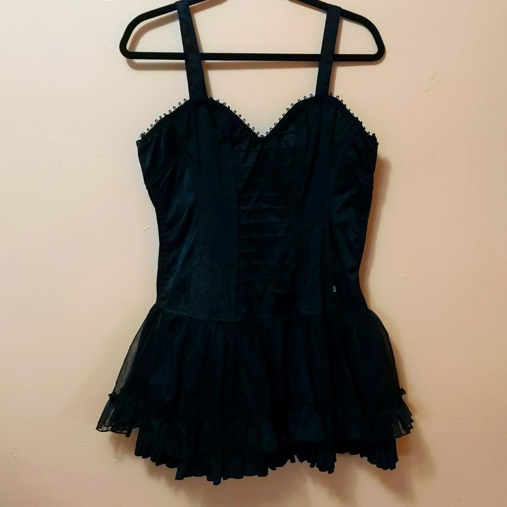 Tripp NYC Black Tutu Layers Corset Removable Straps Mini Dress XL NWOT - Picture 3 of 15